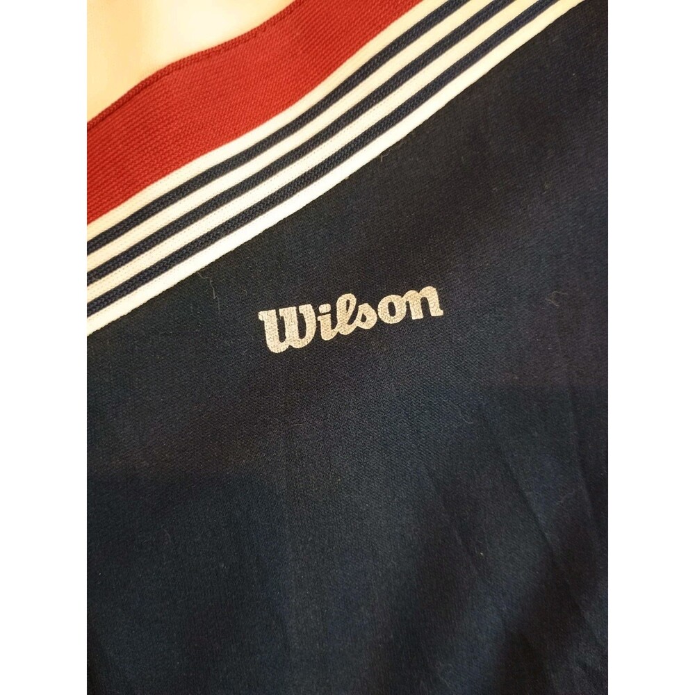 Vintage Wilson Track Jacket Mens Medium Navy White Red Athletic Zip Up Retro - Picture 5 of 5